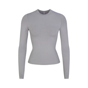 Skims Cotton Jersey Long Sleeve T Shirt in Pacifica